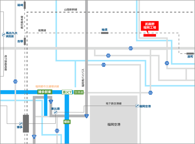 福岡工場 | 株式会社武蔵野周辺地図