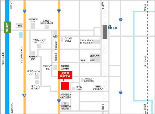 福島工場 | 株式会社武蔵野周辺地図
