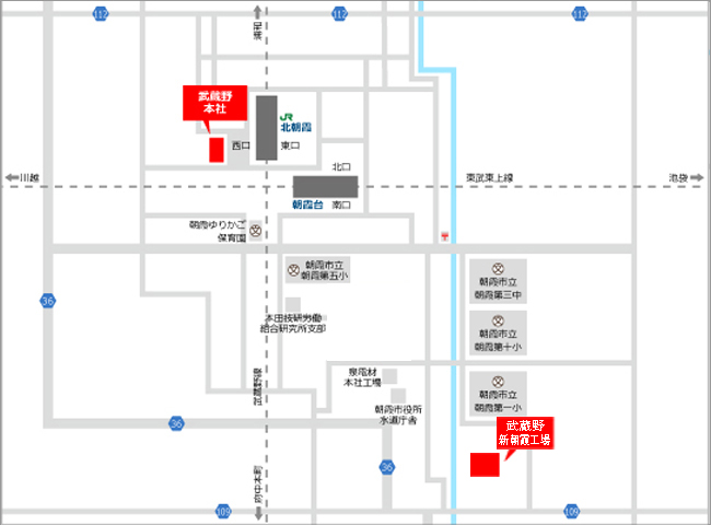 朝霞工場 | 株式会社武蔵野周辺地図